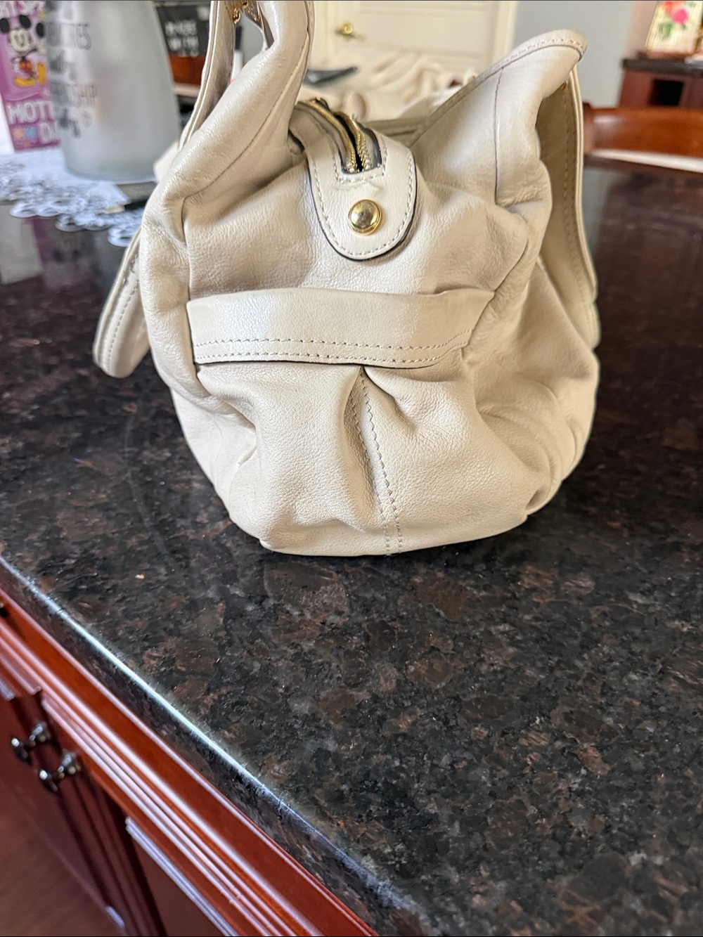 B. Makowsky Beige Tote with Leopard Print Interior - Pre-owned - Picture 4 of 12